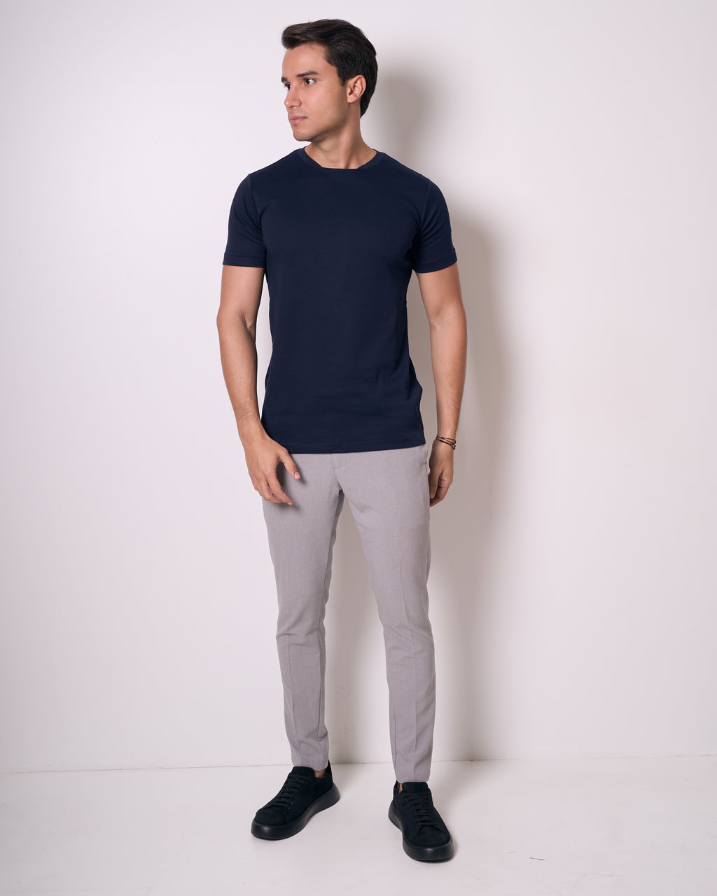 Camiseta Pima - Gola Reta - Marinho