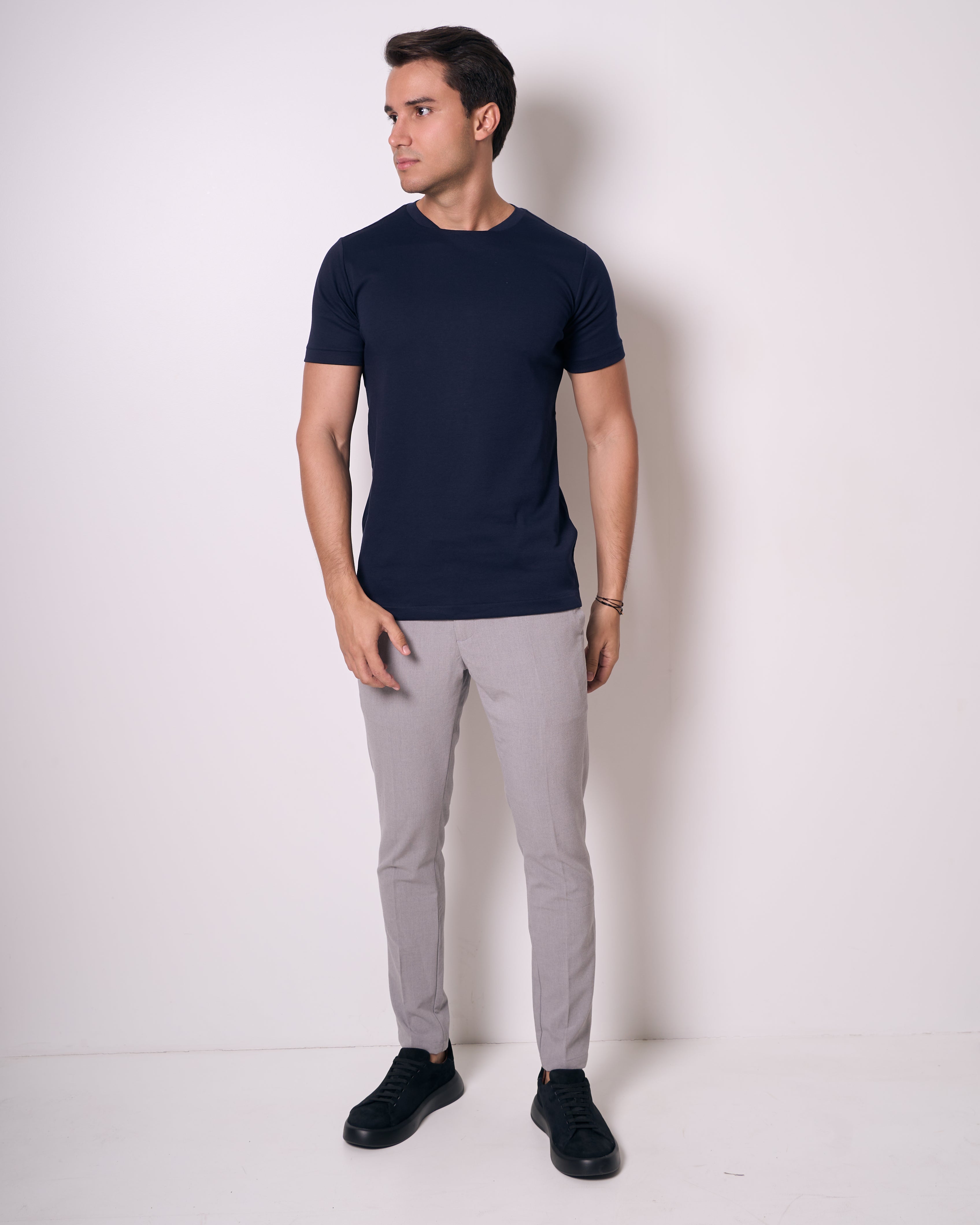 Camiseta Pima - Gola Reta - Marinho