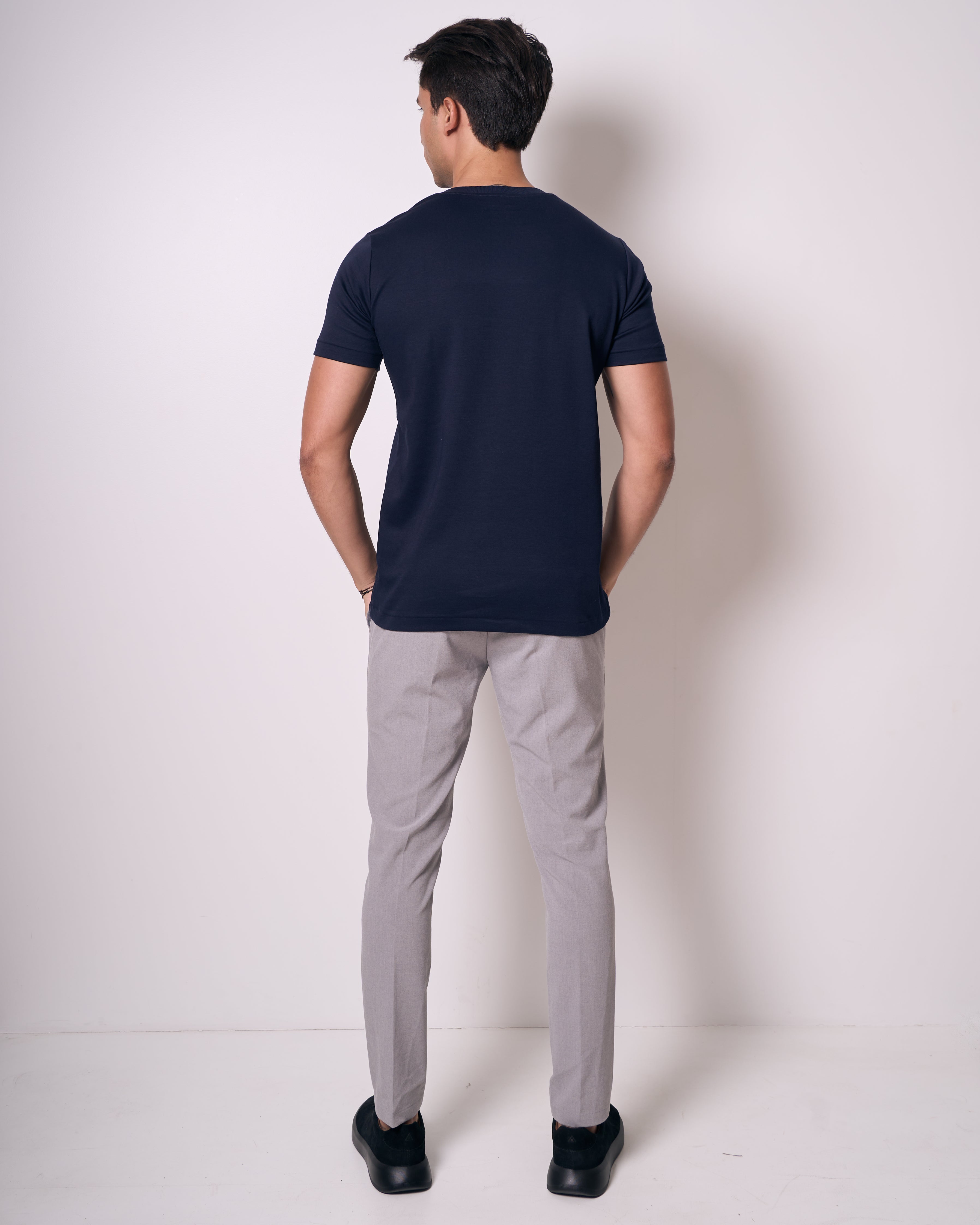 Camiseta Pima - Gola Reta - Marinho