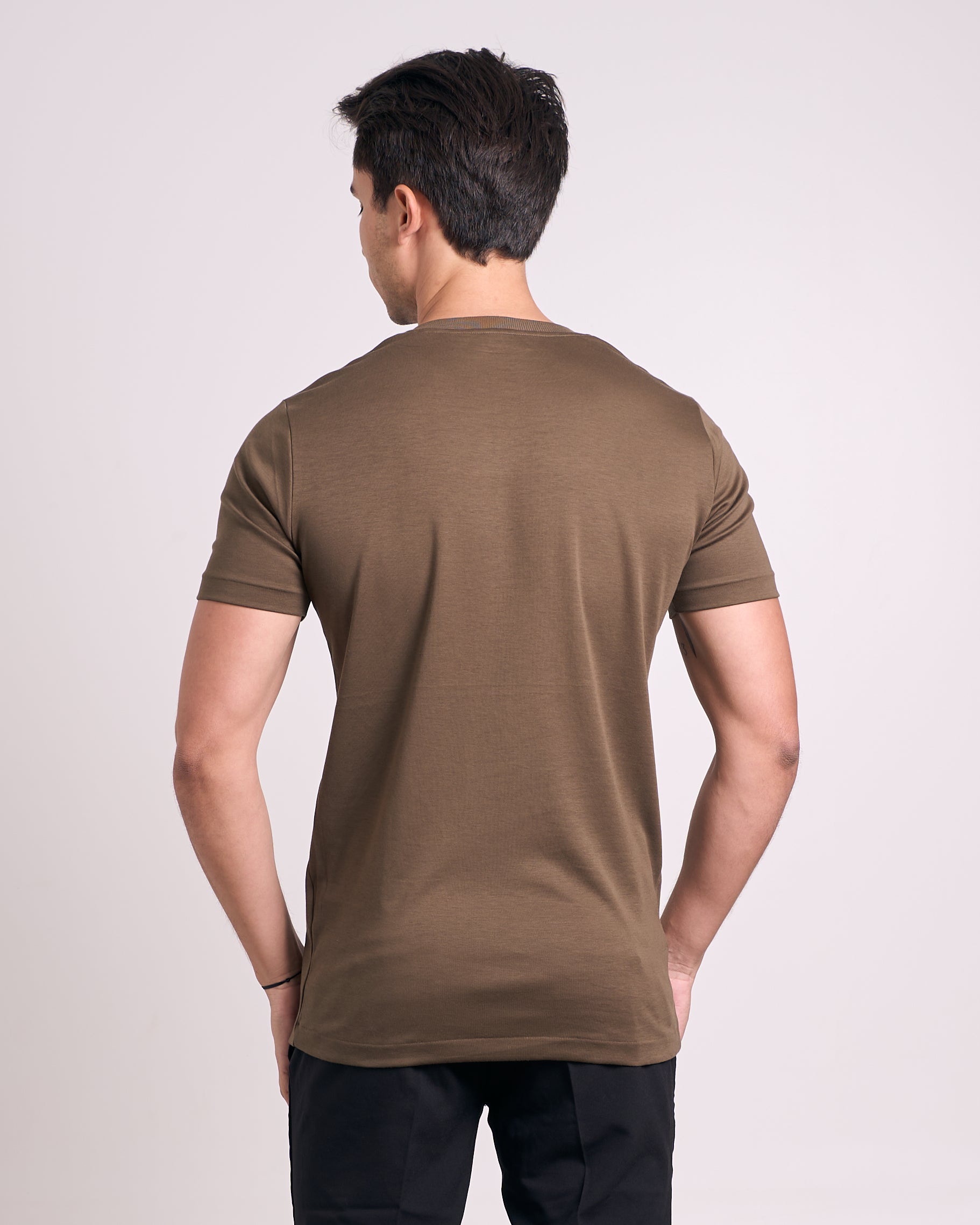 Camiseta Pima - Gola Reta - Verde Oliva
