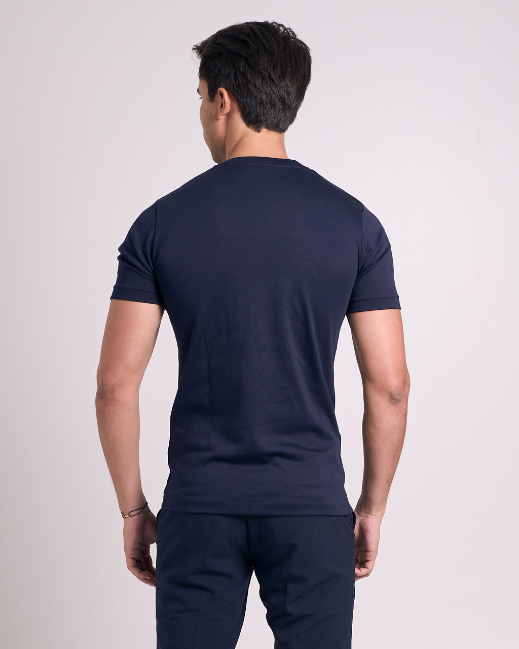 Camiseta Pima - Gola Cruzada Dupla - Marinho