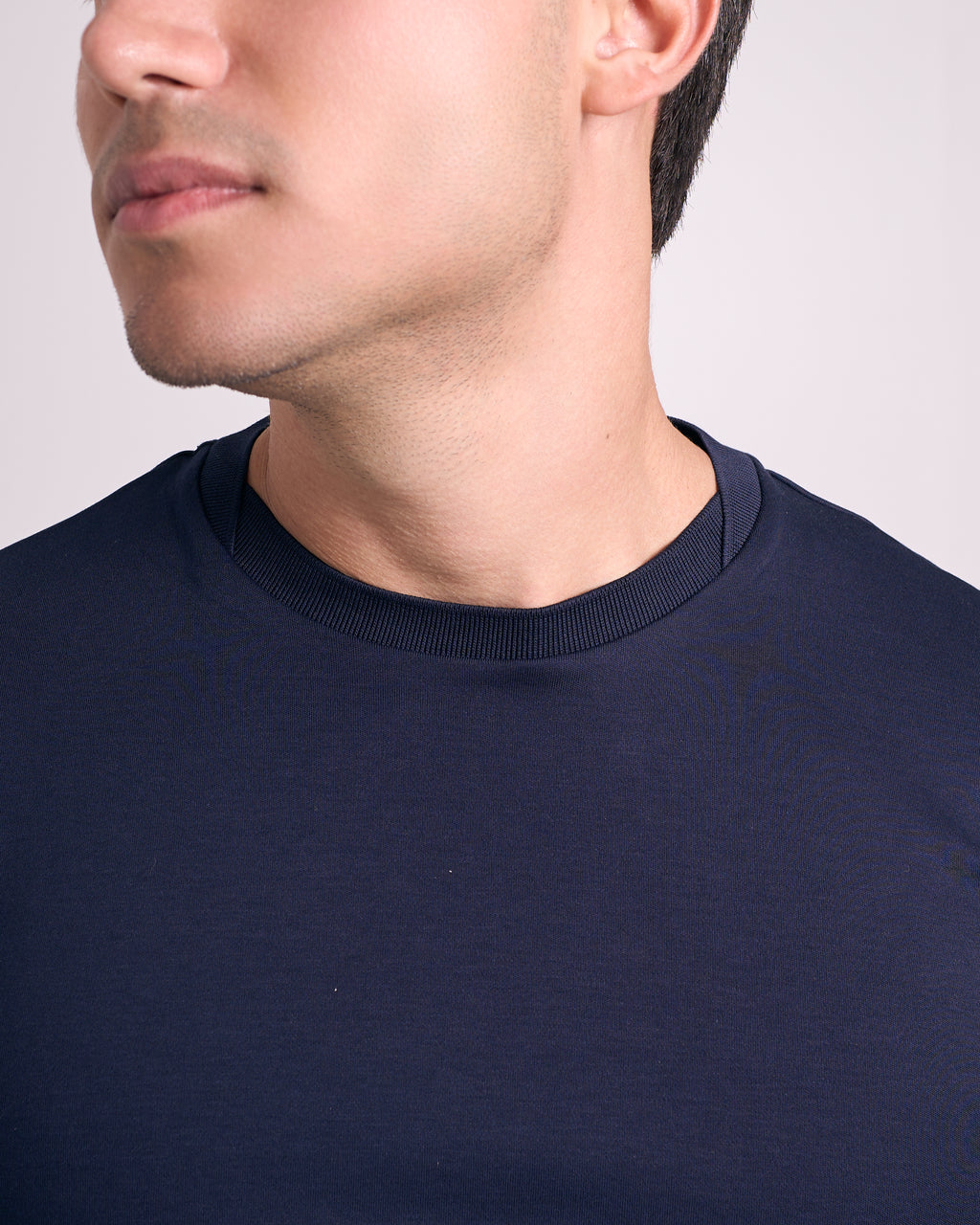 Camiseta Pima - Gola Cruzada Dupla - Marinho