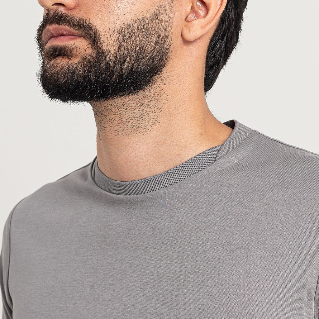 Camiseta Pima - Gola Cruzada Dupla - Prata