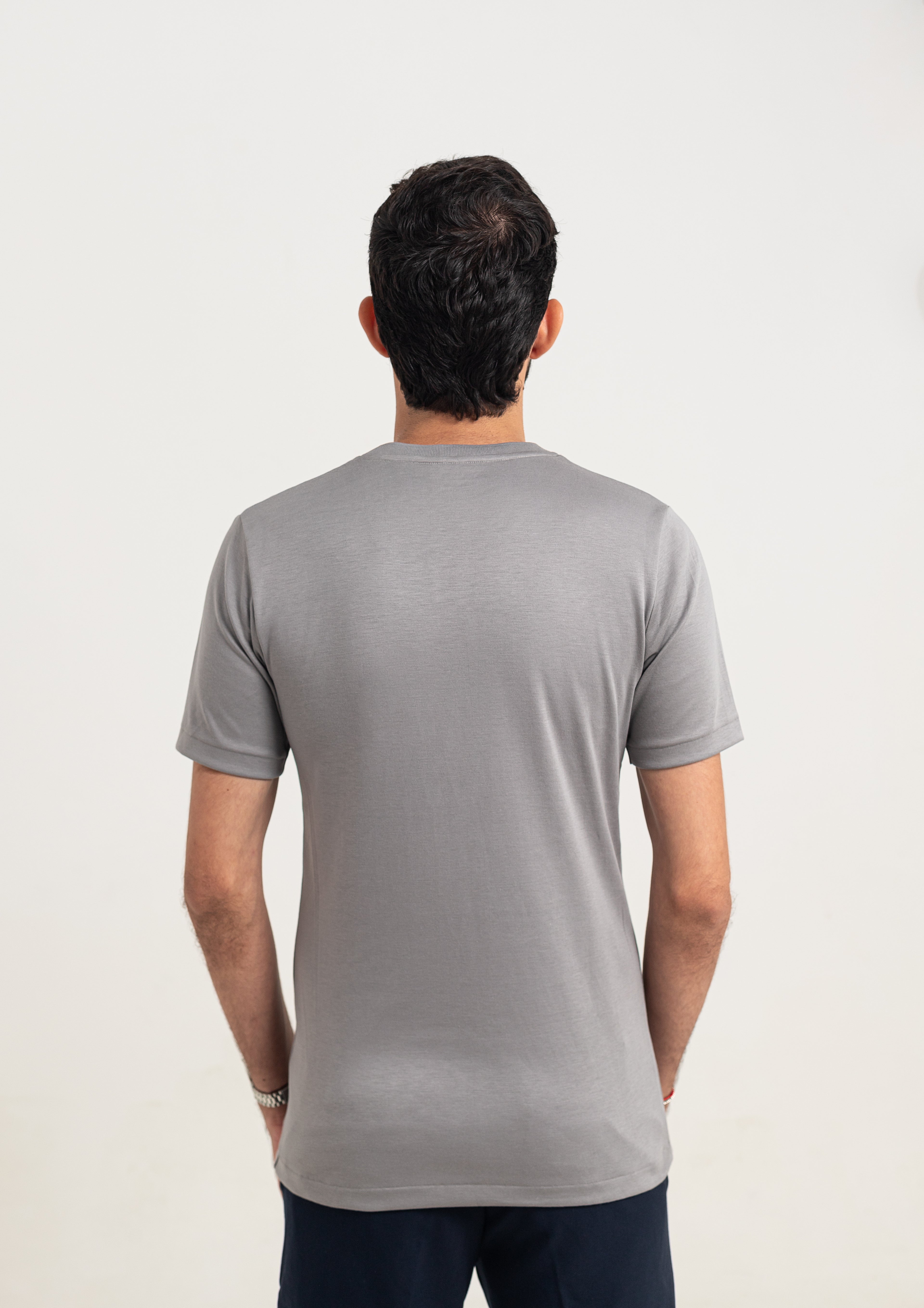 Camiseta Pima - Gola Cruzada Dupla - Prata